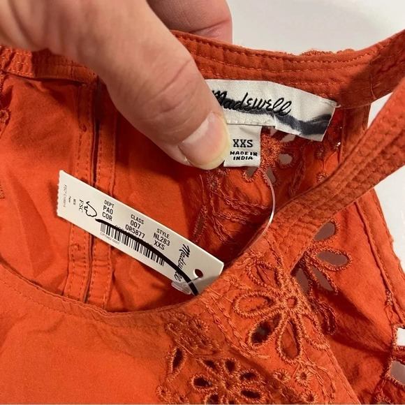 New Madewell Eyelet A Line Halter Top XXS Cooperwashed Orange - Picture 7 of 9
